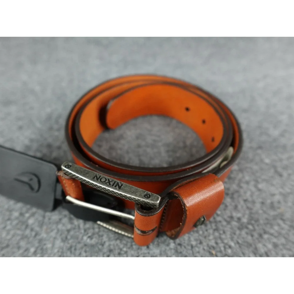 Nixon Americana Belt II‎ Full Grain Leather Brown Size M Mens